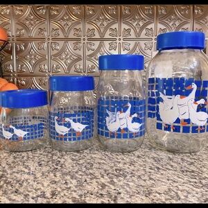 Vintage Carlton Glass Geese Canister Jar Set of 4